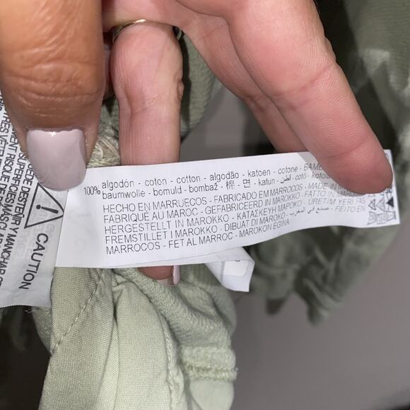 Zara Women's Light Green Denim Button Front Raw Hem Shirt Jacket Pockets Sz XS - Picture 8 of 8